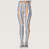 Leggings Design bandes verticales orange bleu blanc (Devant)