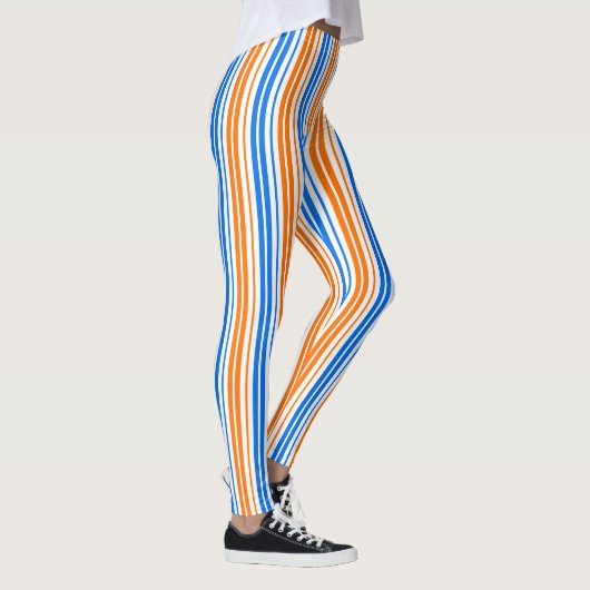 Leggings Design bandes verticales orange bleu blanc (Droite)