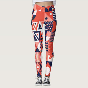 Leggings Design Bauhaus rétro, géométrique coloré.