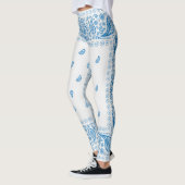 Leggings Design blanc et bleu Paisley (Gauche)