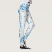 Leggings Design blanc et bleu Paisley (Droite)