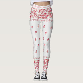 Leggings Design blanc et rouge Paisley 