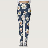Leggings Design bleu et floral (Devant)