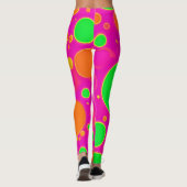 Leggings Design circulaire néon rose et vert rétro (Dos)