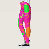 Leggings Design circulaire néon rose et vert rétro (Gauche)