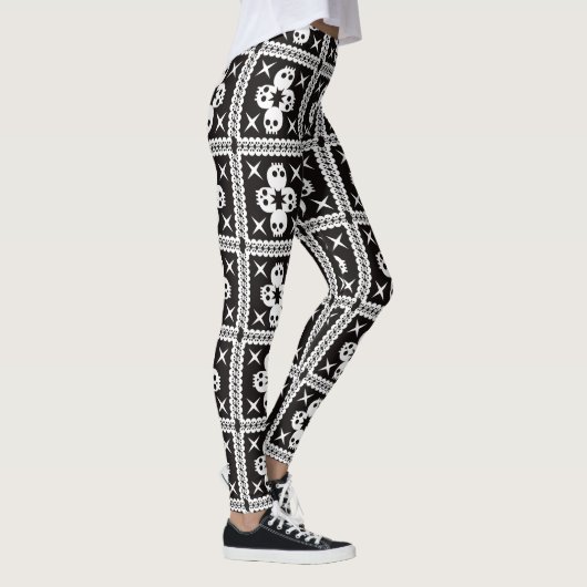 Leggings Design crâne noir et blanc (Droite)