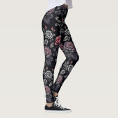 Leggings Design d'art floral Rose sombre (Droite)