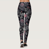 Leggings Design d'art floral Rose sombre (Dos)