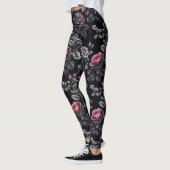 Leggings Design d'art floral Rose sombre (Gauche)
