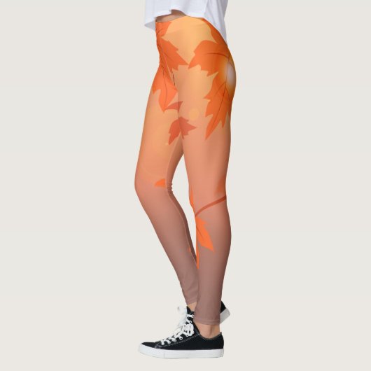 Leggings Design d'automne avec feuilles d'érable et effet b (Gauche)