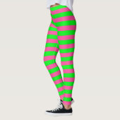 Leggings Design de bandes rose et verte (Gauche)