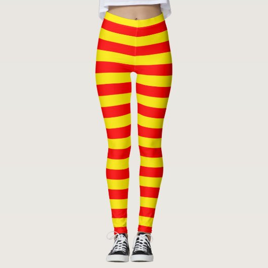 Leggings Design de bandes rouge et jaune (Devant)