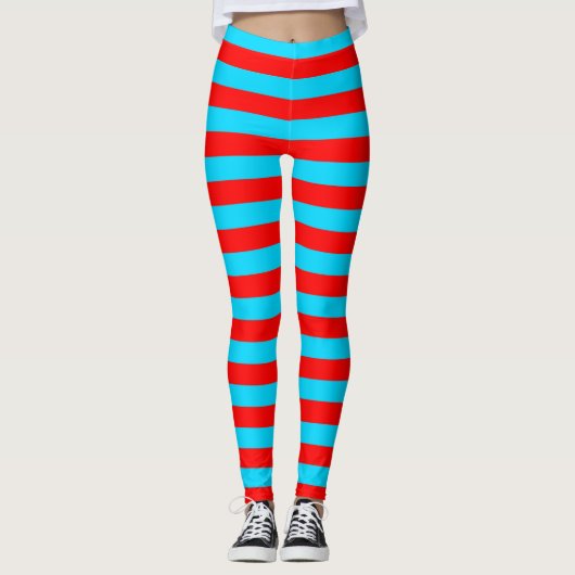 Leggings Design de bandes rouges et bleues (Devant)