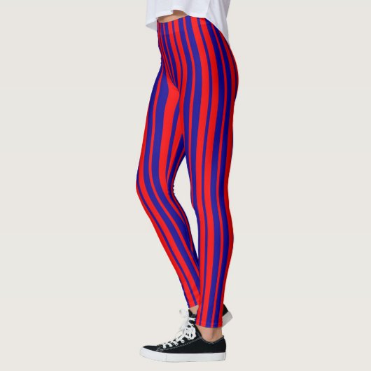 Leggings Design de bandes rouges et bleues