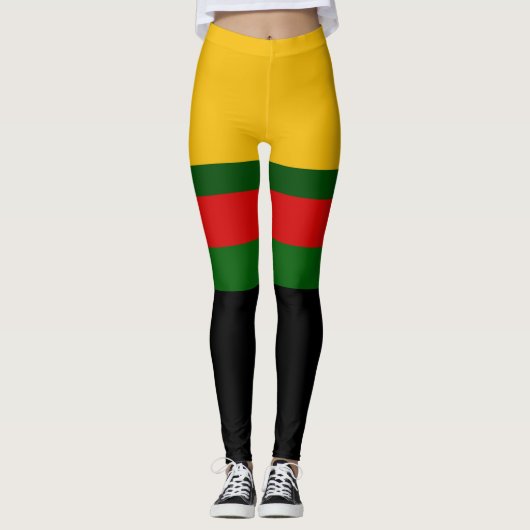 Leggings Design de bloc couleur rouge rouge jaune (Devant)