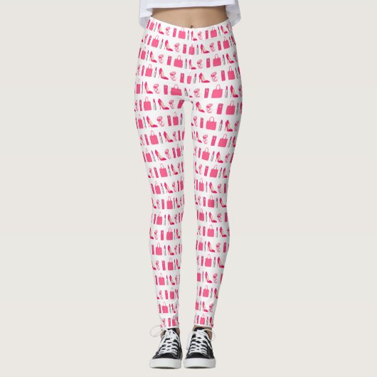 Leggings Design de ceintures blanches et roses (Devant)