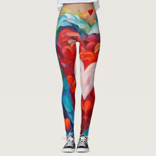 Leggings Design de coeur peint