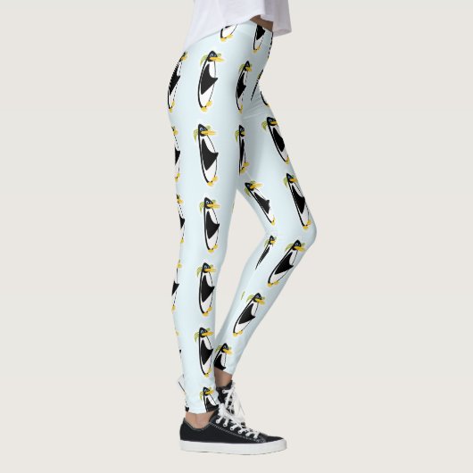 Leggings Design de dessin de pingouin rétro Cool du milieu  (Droite)