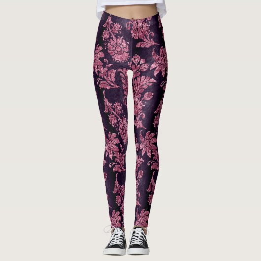 Leggings Design de la série Velours rose 9 (Devant)