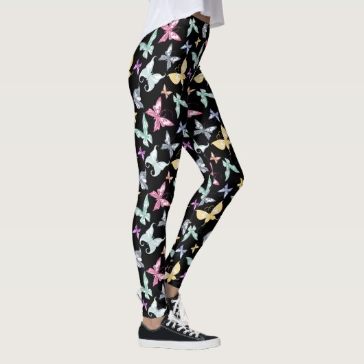 Leggings Design de papillon mignon Pastel (Droite)