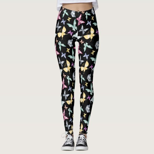 Leggings Design de papillon mignon Pastel (Devant)