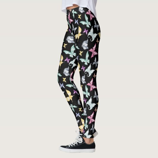 Leggings Design de papillon mignon Pastel (Gauche)