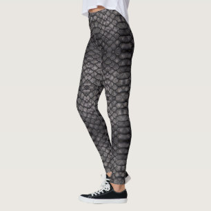 Leggings Design de peau de reptile noir sur une jambe