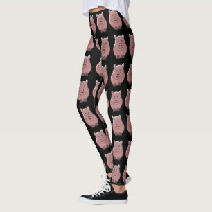 Leggings Design de porc noir