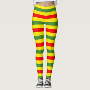 Leggings Design de rayures rouges jaunes vertes