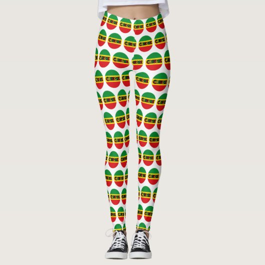 Leggings Design de reggae avec couleurs de drapeau reggae (Devant)