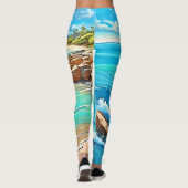 Leggings Design de scène rocheuse côtière (Dos)