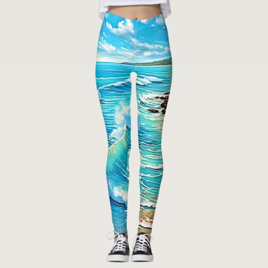 Leggings Design de scène rocheuse côtière (Devant)