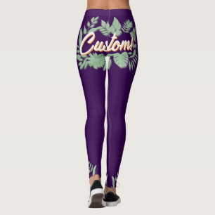 Leggings Design de texte coloré botanique dynamique