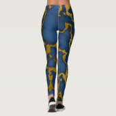 Leggings Design de texture en marbre bleu foncé et or (Dos)
