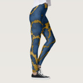 Leggings Design de texture en marbre bleu foncé et or (Droite)