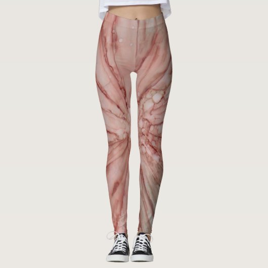 Leggings Design d'encre rose/verte (Devant)