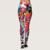 Leggings Design d'intérieur rétro à rayures. (Dos)