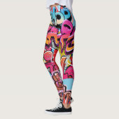 Leggings Design d'intérieur rétro à rayures. (Gauche)