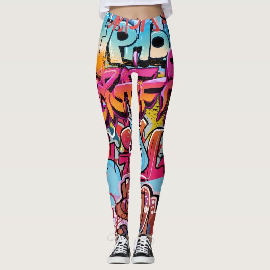 Leggings Design d'intérieur rétro à rayures. (Devant)