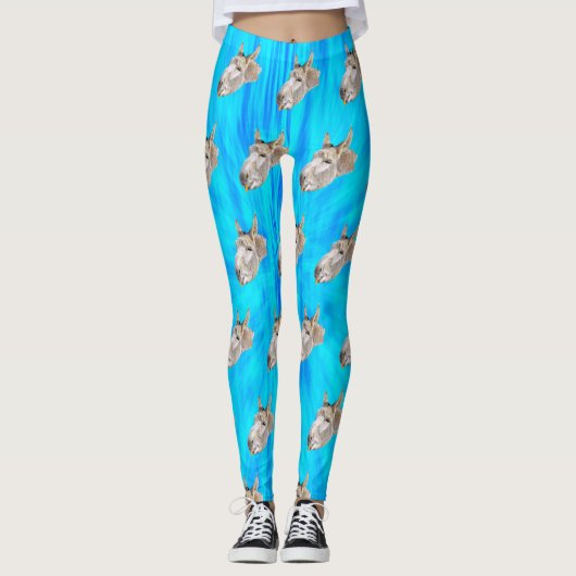 Leggings Design Donkey de la teinture de tarte bleue (Devant)