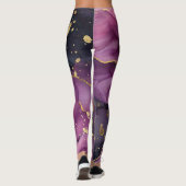 Leggings design élégant de fleurs d'aquarelle rose et or (Dos)