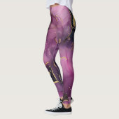 Leggings design élégant de fleurs d'aquarelle rose et or (Gauche)