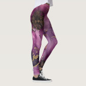 Leggings design élégant de fleurs d'aquarelle rose et or (Droite)