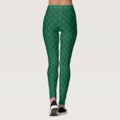 Leggings Design élégant en plaid vert foncé (Dos)