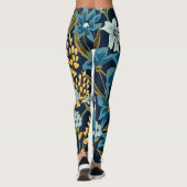 Leggings Design élégant Fleurs bleu marine pour l'entraînem (Dos)