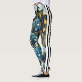 Leggings Design élégant Fleurs bleu marine pour l'entraînem (Gauche)