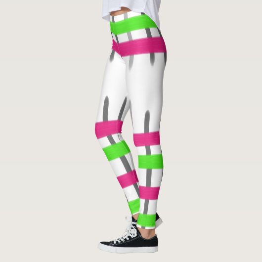 Leggings Design En Gris Rose Et Vert (Gauche)