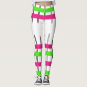 Leggings Design En Gris Rose Et Vert (Devant)