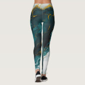 Leggings Design en marbre abstrait et magique vert (Dos)