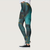 Leggings Design en marbre abstrait et magique vert (Gauche)